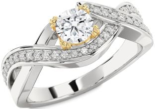 Diamond Platinum & Yellow Gold Infinity Round Solitaire Engagement Ring