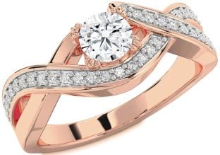 Diamond Rose Gold Infinity Round Solitaire Engagement Ring