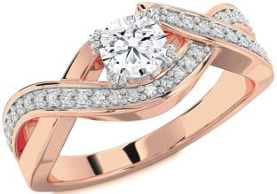 Diamond Platinum & Rose Gold Infinity Round Solitaire Engagement Ring
