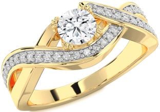 Diamond Gold Infinity Round Solitaire Engagement Ring