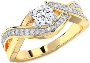 Diamond Platinum & Yellow Gold Infinity Round Solitaire Engagement Ring