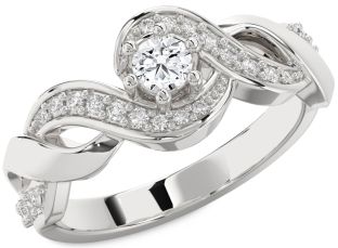 Diamond Platinum Knot Round Promise Ring