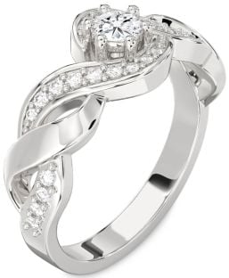 Diamond Platinum Knot Round Promise Ring