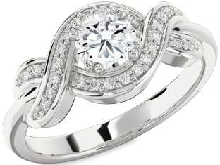 Diamond Platinum Knot Round Solitaire Engagement Ring