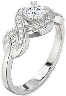 Diamond Platinum Knot Round Solitaire Engagement Ring