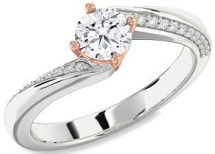 Diamond Platinum & Rose Gold Round Solitaire Engagement Ring