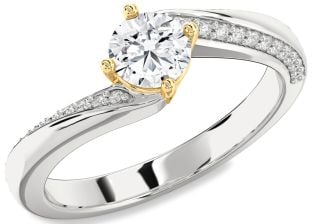 Diamond Platinum & Yellow Gold Round Solitaire Engagement Ring
