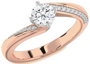 Diamond Platinum & Rose Gold Round Solitaire Engagement Ring