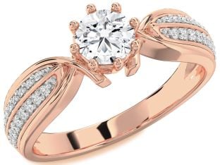 Diamond Rose Gold Round Solitaire Pave Engagement Ring