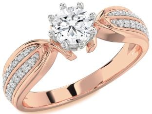 Diamond Platinum & Rose Gold Round Solitaire Pave Engagement Ring