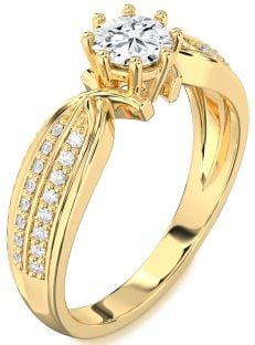 Diamond Gold Round Solitaire Pave Engagement Ring