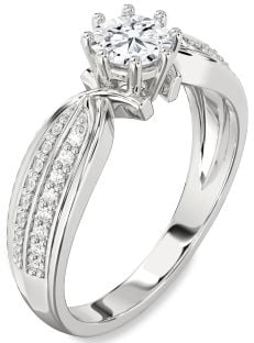 Diamond Platinum Round Solitaire Pave Engagement Ring