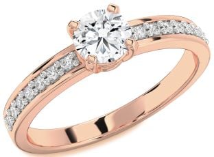 Diamond Rose Gold Round Solitaire Pave Engagement Ring