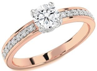 Diamond Platinum & Rose Gold Round Solitaire Pave Engagement Ring