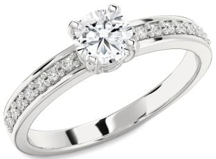 Diamond Platinum Round Solitaire Pave Engagement Ring