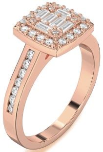 Diamond Rose Gold Baguette Pave Promise Ring