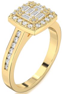 Diamond Gold Baguette Pave Promise Ring