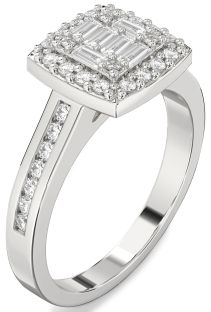 Diamond Platinum Baguette Pave Promise Ring