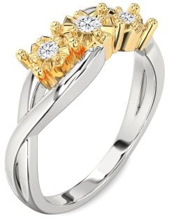 Diamond Platinum & Yellow Gold Round Three Stone Engagement Ring