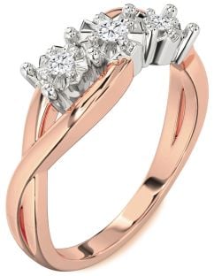 Diamond Platinum & Rose Gold Round Three Stone Engagement Ring