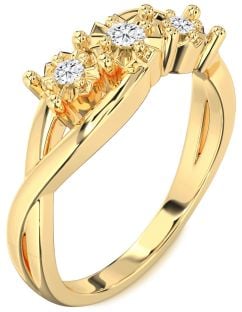 Diamond Gold Round Three Stone Engagement Ring