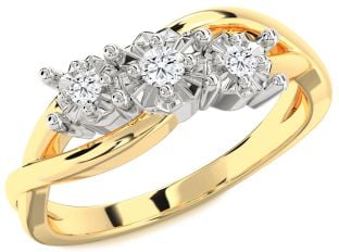 Diamond Platinum & Yellow Gold Round Three Stone Engagement Ring