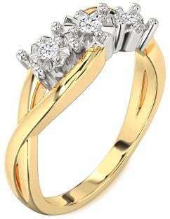 Diamond Platinum & Yellow Gold Round Three Stone Engagement Ring