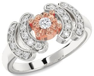 Diamond Platinum & Rose Gold Round Promise Ring