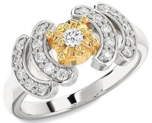 Diamond Platinum & Yellow Gold Round Promise Ring