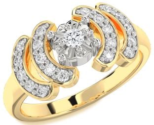Diamond Platinum & Yellow Gold Round Promise Ring
