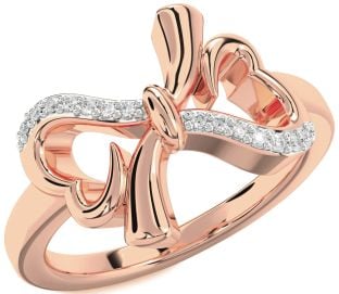 Diamond Rose Gold Heart Bow Ring