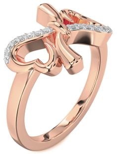 Diamond Rose Gold Heart Bow Ring