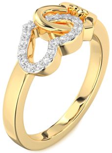 Diamond Gold Silver Heart Ring
