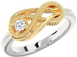 Diamond Platinum & Yellow Gold Infinity Knot Round Promise Ring