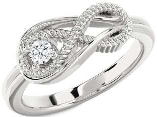Diamond Platinum Infinity Knot Round Promise Ring