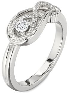 Diamond Platinum Infinity Knot Round Promise Ring