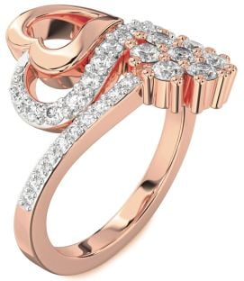 Diamond Rose Gold Heart Flower Promise Ring
