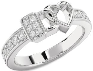 Diamond Platinum Heart Lock Ring