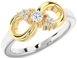 Diamond Platinum & Yellow Gold Infinity Round Promise Ring