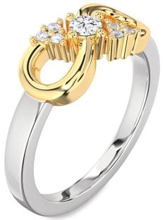 Diamond Platinum & Yellow Gold Infinity Round Promise Ring
