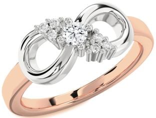 Diamond Platinum & Rose Gold Infinity Round Promise Ring