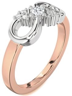 Diamond Platinum & Rose Gold Infinity Round Promise Ring