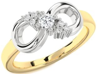 Diamond Platinum & Yellow Gold Infinity Round Promise Ring