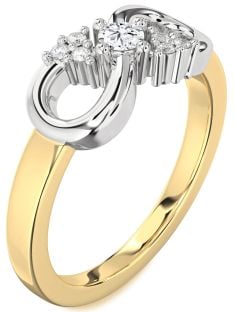 Diamond Platinum & Yellow Gold Infinity Round Promise Ring
