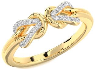 Diamond Gold Infinity Knot Round Ring