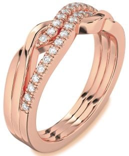 Diamond Rose Gold Silver Infinity Round Ring