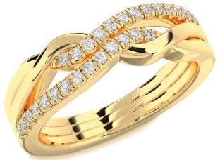 Diamond Gold Silver Infinity Round Ring