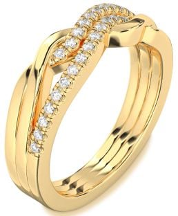 Diamond Gold Silver Infinity Round Ring