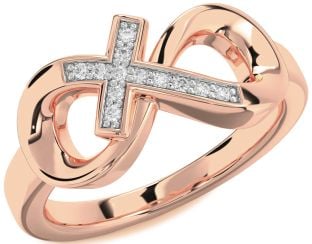 Diamond Rose Gold Infinity Cross Ring