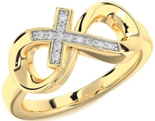 Diamond Gold Infinity Cross Ring